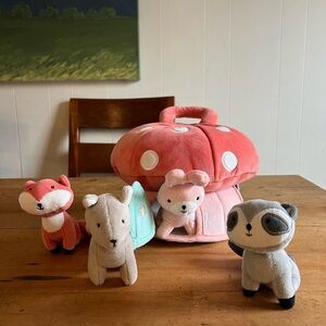Plush Mushroom Playset with Woodland Friends - Kids Toys